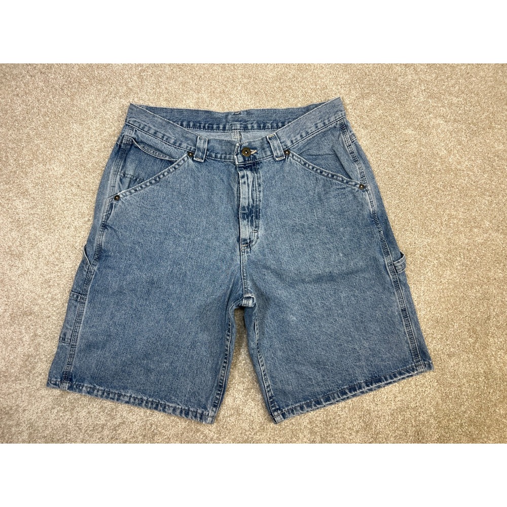 Vtg Lee Dungarees Men's Relaxed Fit Straight Leg Carpenter Denim Shorts W33‎ L9